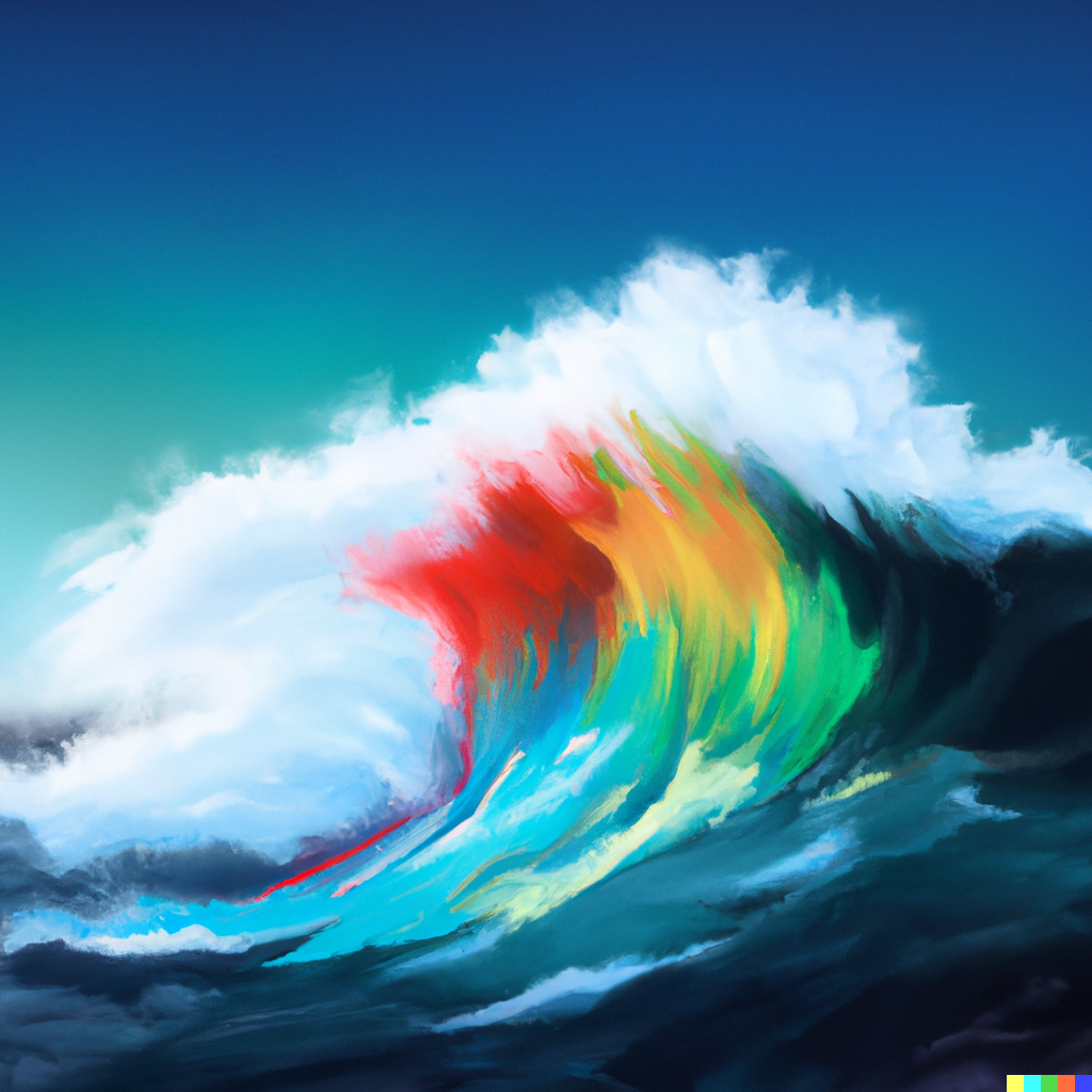 Une vague unique multicolore dans l'océan de contenu